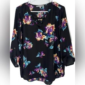 Black Floral Blouse by SweetRain